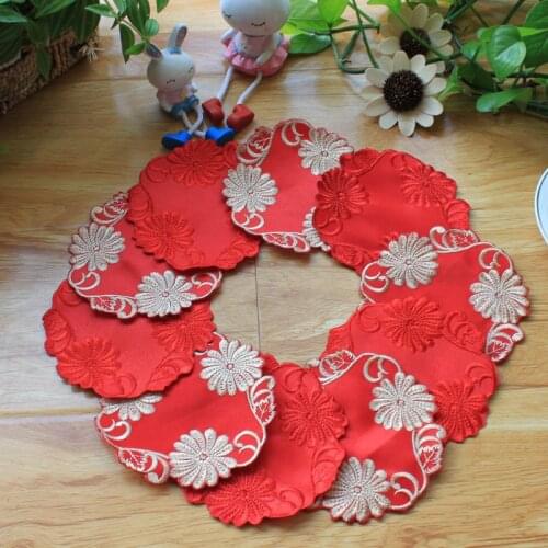 Hot lace embroidery table place mat cloth coffee pad cup Christmas tea coaster dish placemat drink doily dining mug kitchen