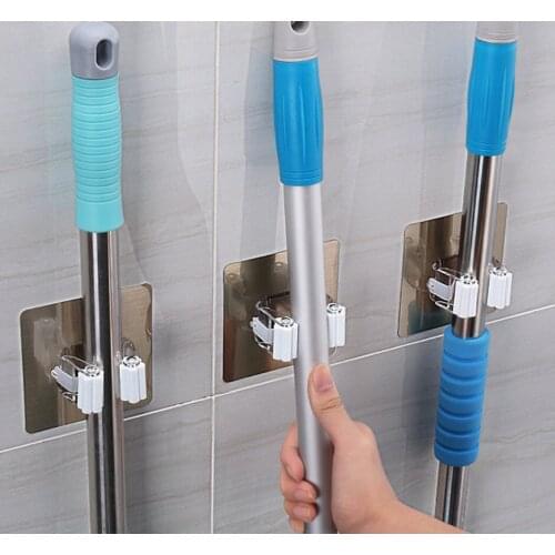 Adhesive Multi-Purpose Hooks Wall Mounted Mop Organizer Holder RackBrush Broom Hanger Hook Kitchen bathroom Strong Hooks