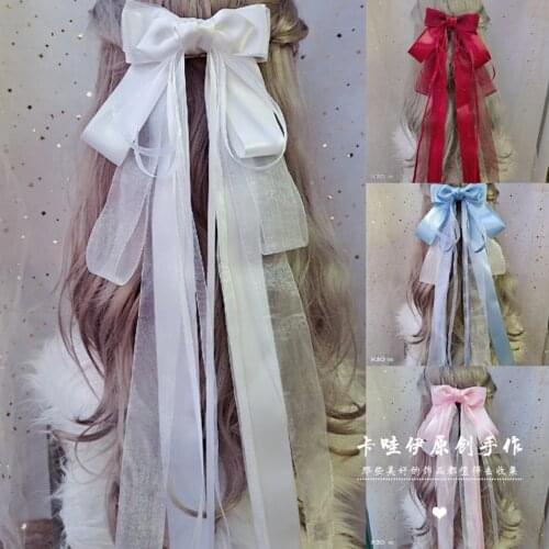 Bow Ribbon Hair Band Cos Han Chinese Clothing Fairy Hairpin Headdress Wedding Bride and Bridesmaid Head Accessories
