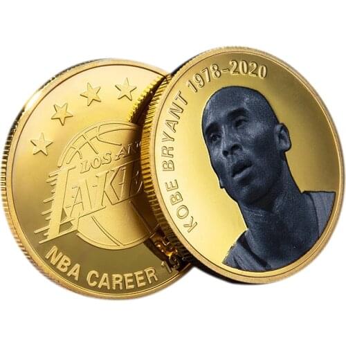 Lakers Star Kobe Bryant Commemorative Coins Medallions US Style Coin Collection America Basketball Player Badges Fans Souvenirs