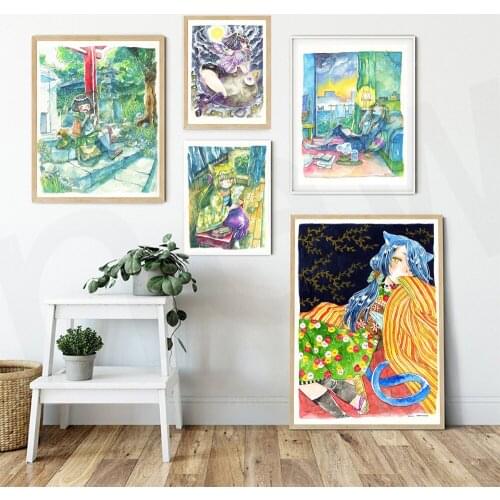 Wall Art Home Decor Canvas Cute Anime Girl Paintings Modern Picture Hd Print Cartoon Modular Poster Living Room No Framework