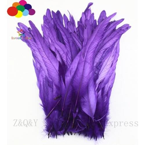Natural 25-30CM (10-12 inches) cock tail discoloration dyed deep purple 20-200PCSDIY craft jewelry clothing decoration feather