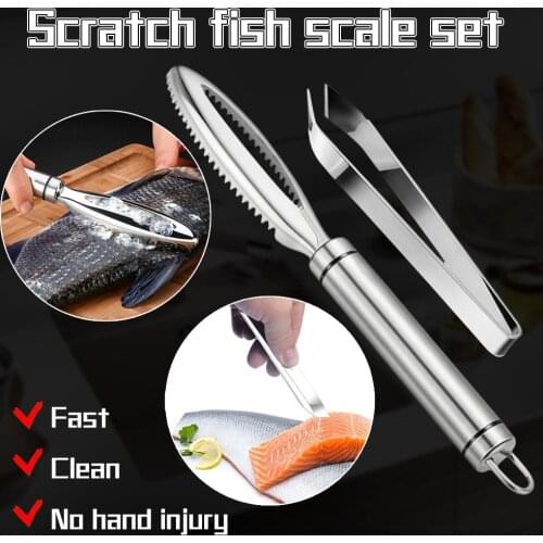 Stainless Steel Fish Scales Scraping Brush Graters Fast Remove Fish Cleaning Peeler Scraper Fish Bone Tweezers Kitchen Tool #76
