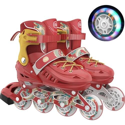Newest Inline Fitness Skates High Elastic PU Glow 4 Wheels Adjustable Sizes Inline Roller Outdoor Children Skates