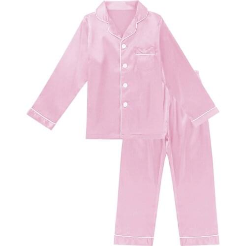 New Girls Pajamas Set Classic Silk Kids Sleepwear Outfit Long Sleeve Tops With Pants Boys Pyjamas Sets Children Casual Homewear
