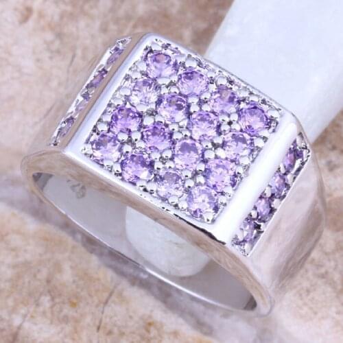 Adorable Purple Cubic Zirconia Silver Plated Womens Ring Size 6 / 7 / 8 / 9 R1375