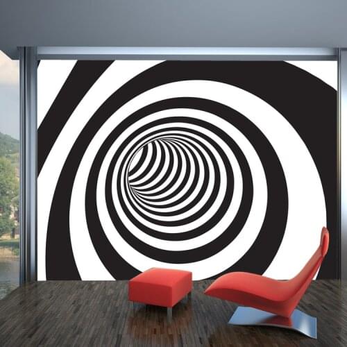 Wholesale 3d papel de parede spiral black and white murals wallpaper for living room 3d wall photo mural vinyl wall sticker