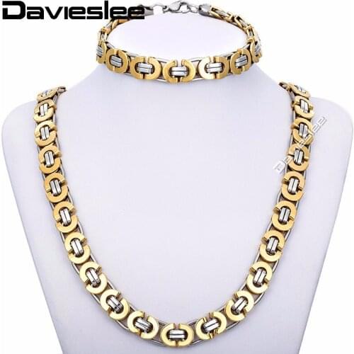 11mm Byzantine Box JEWELRY SET Stainless Steel Necklace Bracelet Chain Mens Chain Jewelry Set KS15