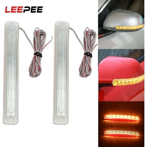 LEEPEE LED Car Turn Signal Light Auto Rearview Mirror Indicator Lamp Soft Flashing FPC Universal Yellow 9 SMD Amber Light Source