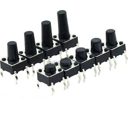 50PCS/lot Tact switch Micro Switch button 6*6*4.3 4.5 5/6/7/8/9/10/11/12/13mm DIP 4PIN