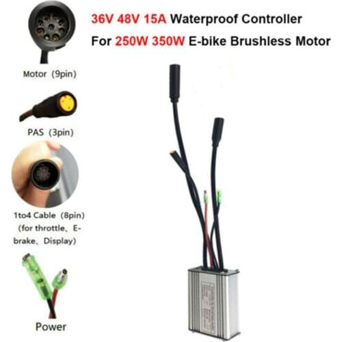 36V 48V KT-15A E-bike KT Controller Electric Bicycle 6mos 7A 9pin Waterproof Controller For 250W KT Series Brushless Motor