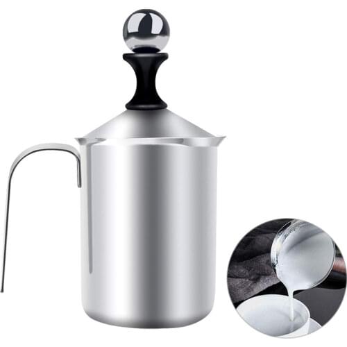 Manual Milk Frother Stainless Steel Hand Pump Creamer Double Mesh Coffee Milk Foam Frothing Froth Foamer Cup Marker Jug Stencils