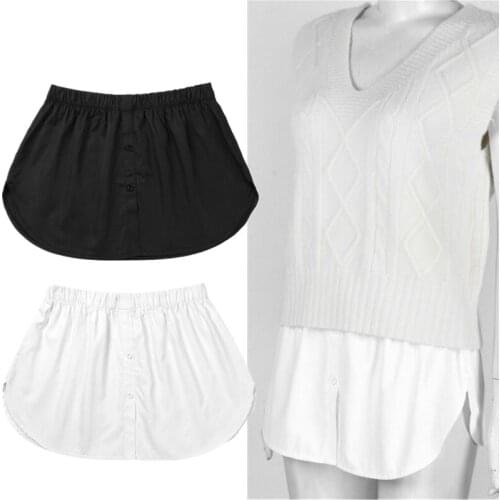 Femme Fake Shirt Hem Spring Autumn Curved Waist Skirt Slips Women Detachable False Vial Shirt Pullover Blouses A-Line Underskirt