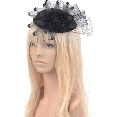 Lady Women Fancy Headdress Pillbox Hat Flower Fascinator Hair Clips Bridal Wedding Cocktail Party Accessories
