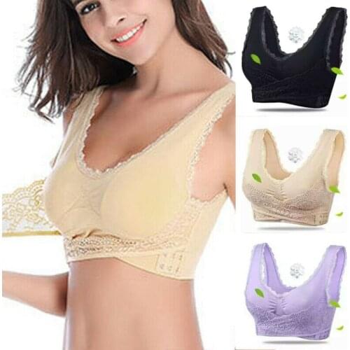 Women Sexy Bras Seamless Magic Wireless Lift Bra Front Cross Side Buckle Push Up Lace Breathable Sporty Bra