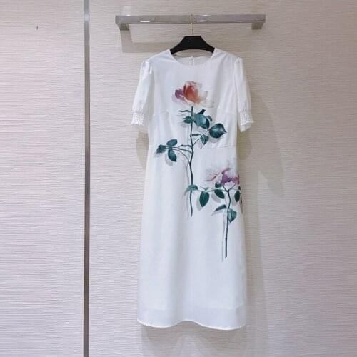 Summer 2021 Chic Womens elegant floral print dress B948