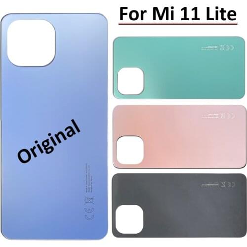 100% Original New For Xiaomi Mi 11 Lite Rear Back Battery Cover With Glue Adensive Sticker Door Housing Case
