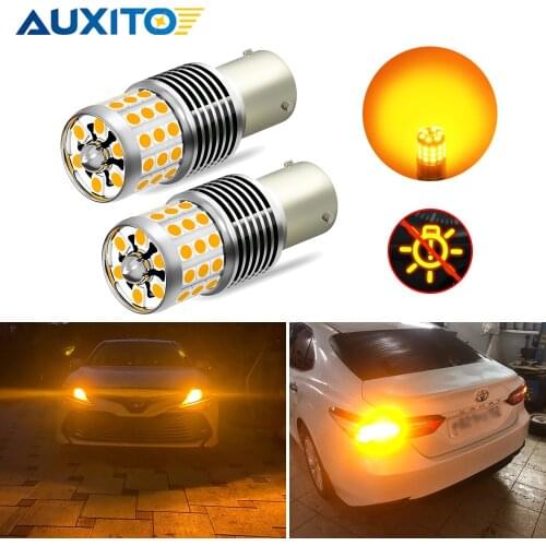 2Pcs 1156 Bau15s LED Yellow Canbus Turn Signal Lights for Nissan Versa Juke Cube Leaf Pathfinder LED Indicator Lamp W21W 7440
