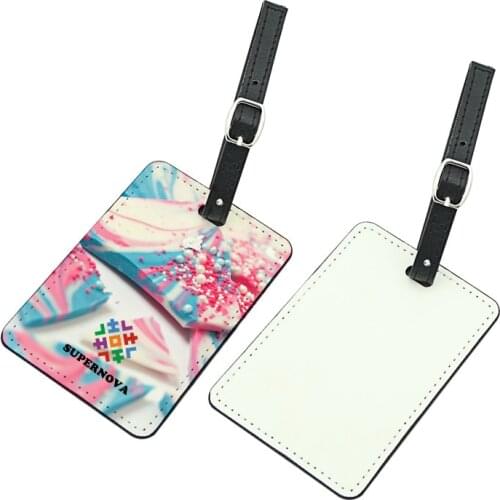 20pcs/lot Blank Sublimation PU Leather Baggage Tag Holder for Hot transfer Printing Leather Blank Consumables