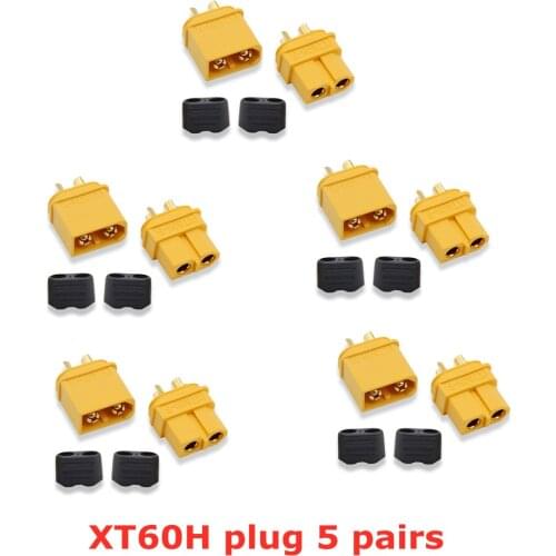 5 pairs XT60+ Plug Connector XT60 XT60H Bullet Connectors Plugs With Sheath Housing 5 Male 5 Female (5 Pair )