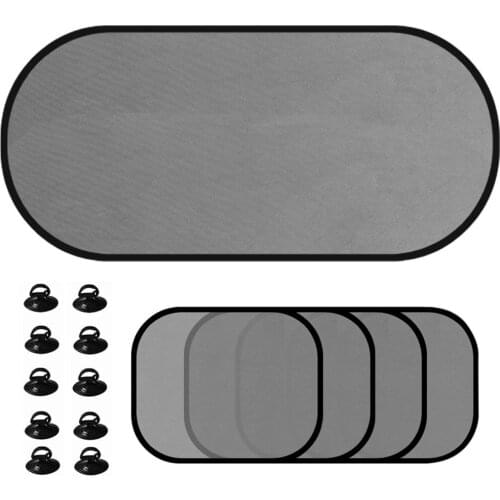 5pcs Car Window Sunshade Mesh Auto Sun Visor Curtain With Suction Cup Front Rear Side Curtain Car Styling Covers Sunshade