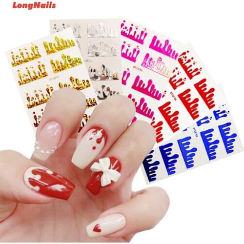 5pcs FLAME/WATERFLOW Holographic Nail 3D Sticker BLAZE FIRE Nude Nail Decoration Laser Silver/Gold/Blue/Pink/Red Art Decal XF327