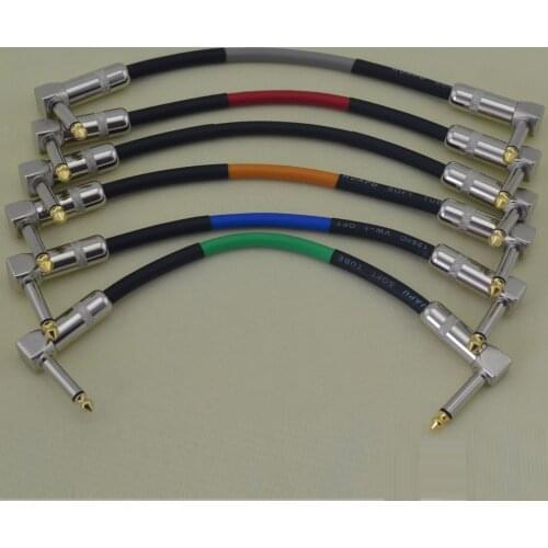 6 X Guitar Effect Pedal Cable with 1/4" 6.35mm Right Angle Plug, 21CM/ 0.5 FT Free Shipping