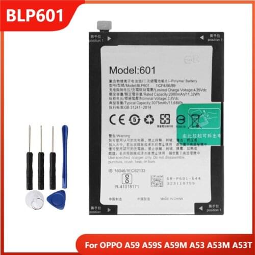 Original Phone Battery BLP601 For OPPO A59 A59S A59M A53 A53M A53T Replacement Rechargable Batteries 3075mAh With Free Tools