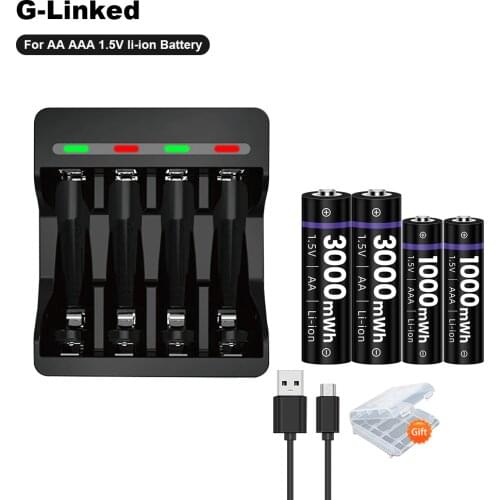 AAA + AA 1.5V Rechargeable Battery Low self discharge Batteries Baterias + 1.5V AA AAA Led Battery Charger