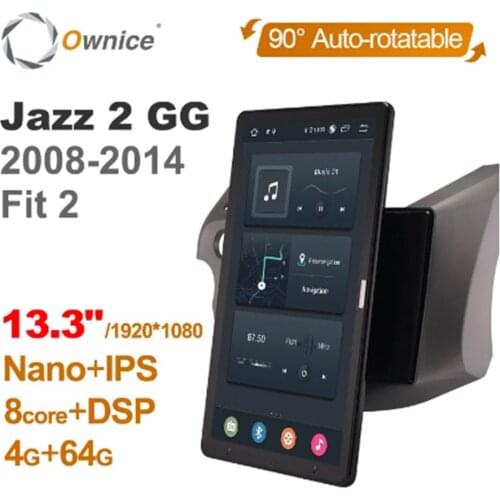 1080P Android 10.0 Ownice 13.3 Inch Rotation Autoradio forHonda Jazz 2 GG 2008 - 2014 Fit 2 Car Radio Auto GPS Multimedia DSP