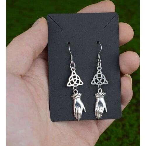 Celtics Hand Earring Silver Dangle Drop Earring