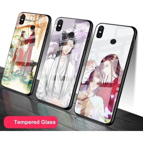 Tian Guan Ci Fu black Tempered Glass Phone Case For Redmi Note 5 6 7 8 9 Pro Note8T Note9S Redmi8 9 Cover Shell