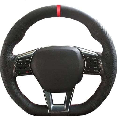 DIY Hand-stitched Car Steering Wheel Cover Black Suede Leather for Hyundai Sonata 15-19