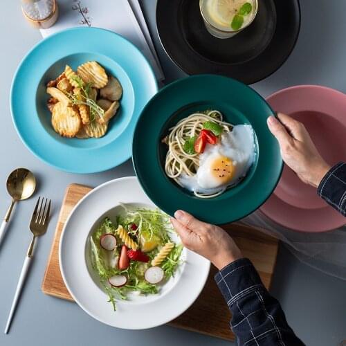Nordic Home Pasta Plate Straw Hat Plate Dish Creative Western Plate Ceramic Pasta Tableware Deep Plate Dinner Plates Ceramic