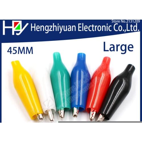 Hzy Insulation Large Metal Alligator Clip Electric Test 45MM Lead colorful Red Black Blue Green White Yellow crocodile clip