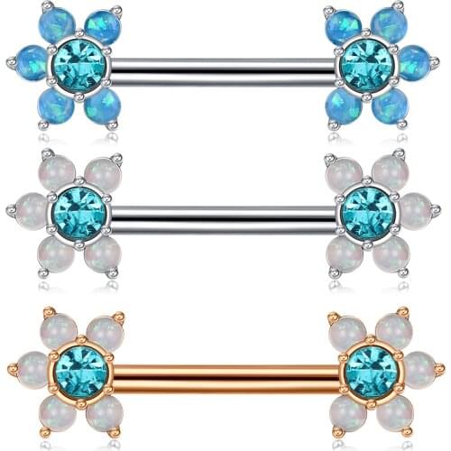 Nipple Rings Elegant CZ Stone Barbell Piercing 316L Stainless Steel 14G Tongue Bar Ball Body Jewelry Shining and Cute