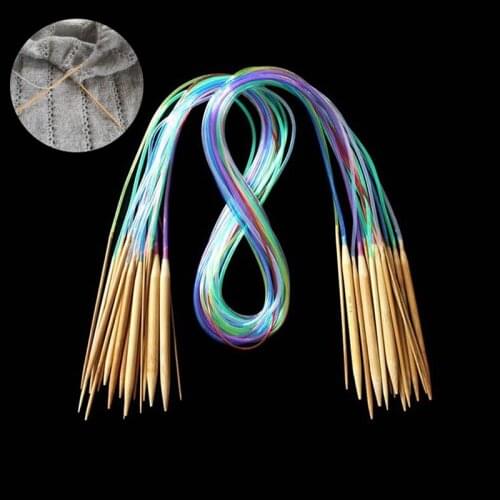 18Pcs/Set Circular Knitting Needles Set DIY Double Cusp Crochet Hooks Set Soft Tube 100% Bamboo Circular Sewing Needle