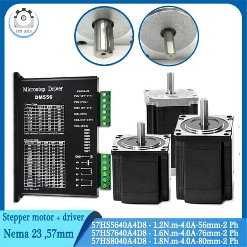 Nema23 Stepper Motor Driver Kits 57mm 2 Phase 4A 1.2Nm 1.6Nm 1.8Nm 5.6A DC20-50V for 3D Printer CNC DM556 Stepper Driver Sets