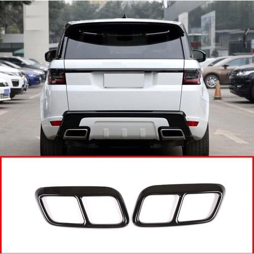 2 pcs Glossy Black Stainless Steel Exhaust Pipe Cover Trim For Range Rover Sport 2018 2019 Year Accessories