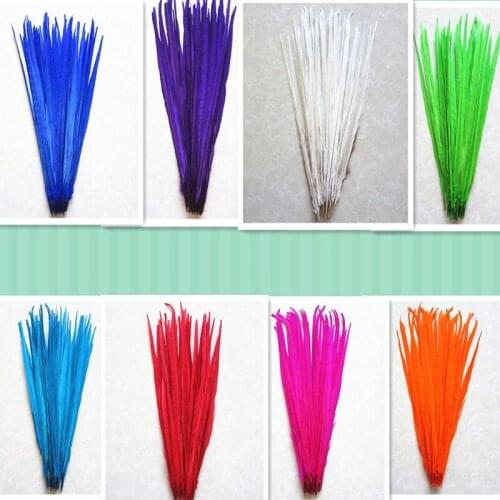 Wholesale perfect 100pcs Quality Bright color natural Male Pheasant feathers 20-22in/50-55cm Decorative diy wedding Accessories