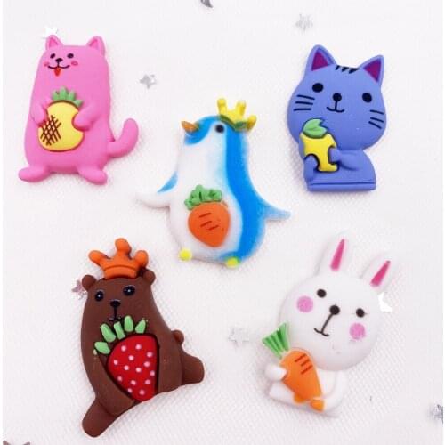 Resin Kawaii Mix Colorful Big Animal Flatback Cabochon Stone 5PCS Scrapbook DIY Decor Home Figurine Crafts OH172