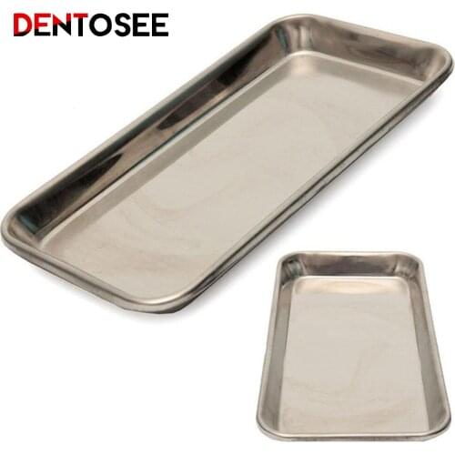 Dental Medical Tray Stainless Steel Square Plate Lab Tray Surgical Instrument Bathroom Organizer 22.5*12*2cm