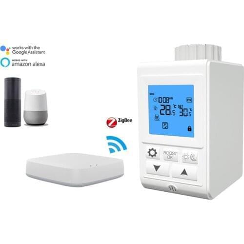 Smart TRV Thermostatic Radiator Valve Controller Zigbee Thermostat Heater Temperature Voice Control Works with Alexa Google Home