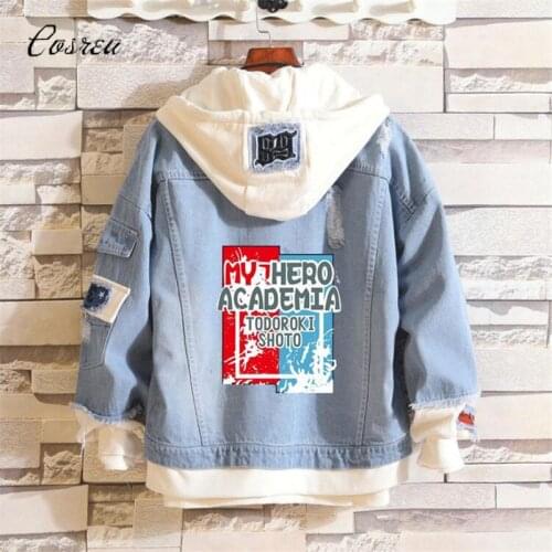 Anime Boku No My Hero Academia Hoodie Sweatshirt Midoriya Shoto Todoroki Cosplay Hoodies Costumes Men Women Denim Jacket