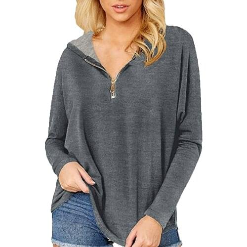 Womens Sweatshirts Casual Solid Color Winter Long Sleeve Zipper Hoodie Kawaii Loose Fit Sweatshirt Harajuku Sweater Moletom