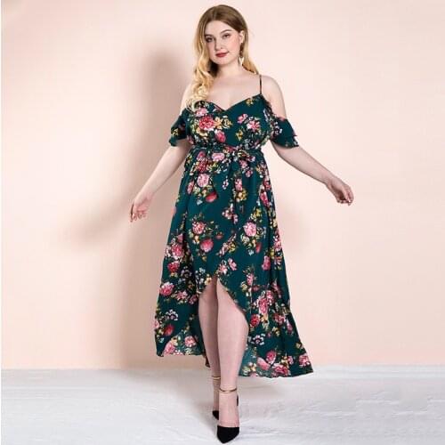 Xl-4xl Summer WomenS Dress 2021 Floral Print Dress Long Vintage Maxi Party Beach Women Dresses Light Prom Large Plus Size Curv