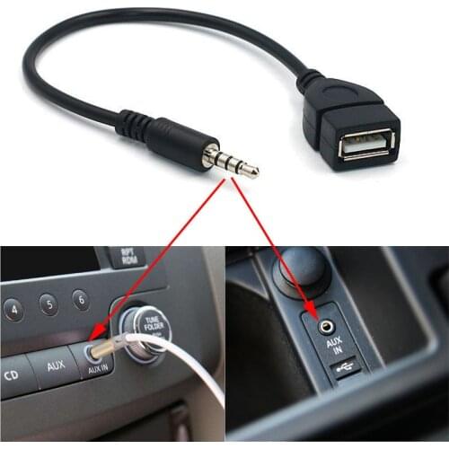 100pcs/lot Car MP3 Player Converter 3.5 mm Male AUX Audio Jack Plug To USB 2.0 Female Converter Cable Cord Adapte