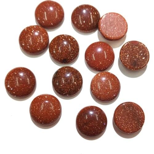 20 PCS Natural Stones Gold Sand Stone Cabochon 6mm8mm10mm Round No Hole Beads for Making Jewelry DIY accessories Loose Beads