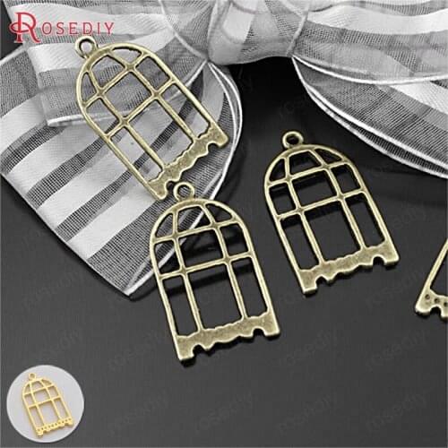 23242)30PCS 23x15MM Antique Bronze Zinc Alloy Bird Cage Charms Pendants Jewelry Making Supplies Diy Findings Accessories