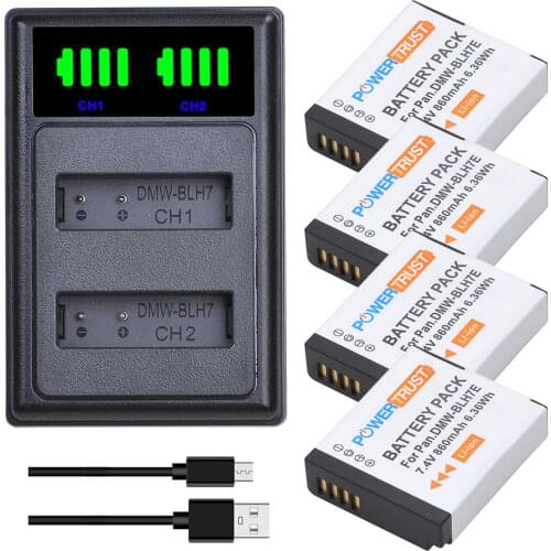 DMW-BLH7 Battery and LED Charger for Panasonic Lumix DC-GX850 DMC-LX10 DMC-LX15 DMC-GM1 DMC-GM1K DMC-GM1KA DMC-GM1KS DMC-GM5